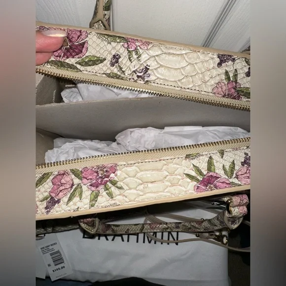 🌹 🐍 NWT Brahmin Priscilla Ivory Labyrinth Satchel and Wallet Set 🐍🌹 - Picture 8 of 9